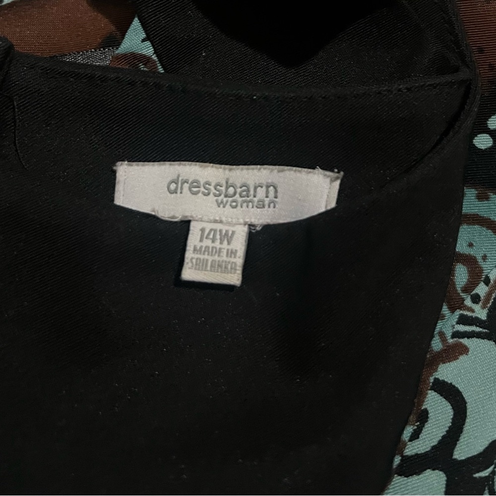 Dress Barn Teal, Brown and Black Floral Midi Dress, Size 14W - Picture 9 of 9